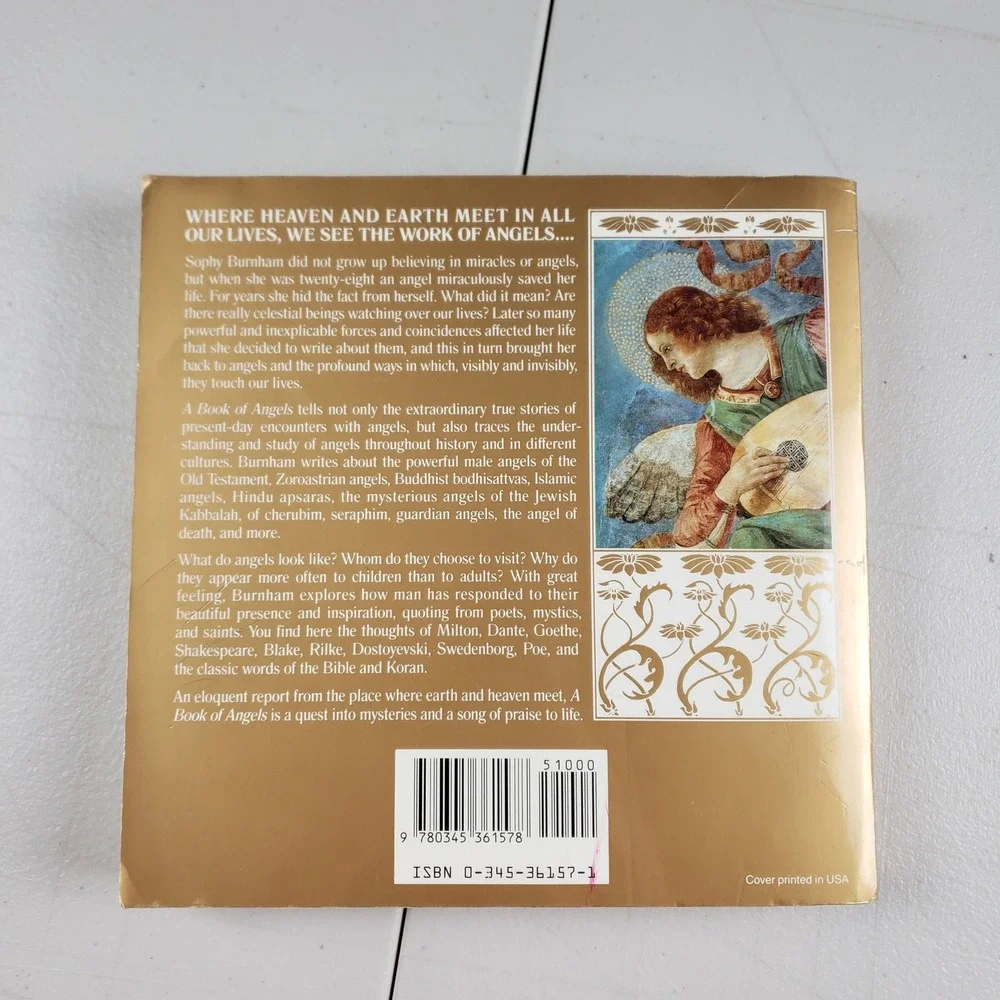 A Book of Angels Sophy Burnham 1st Ed‎ 1990 Gold Paperback Spiritual Reflections